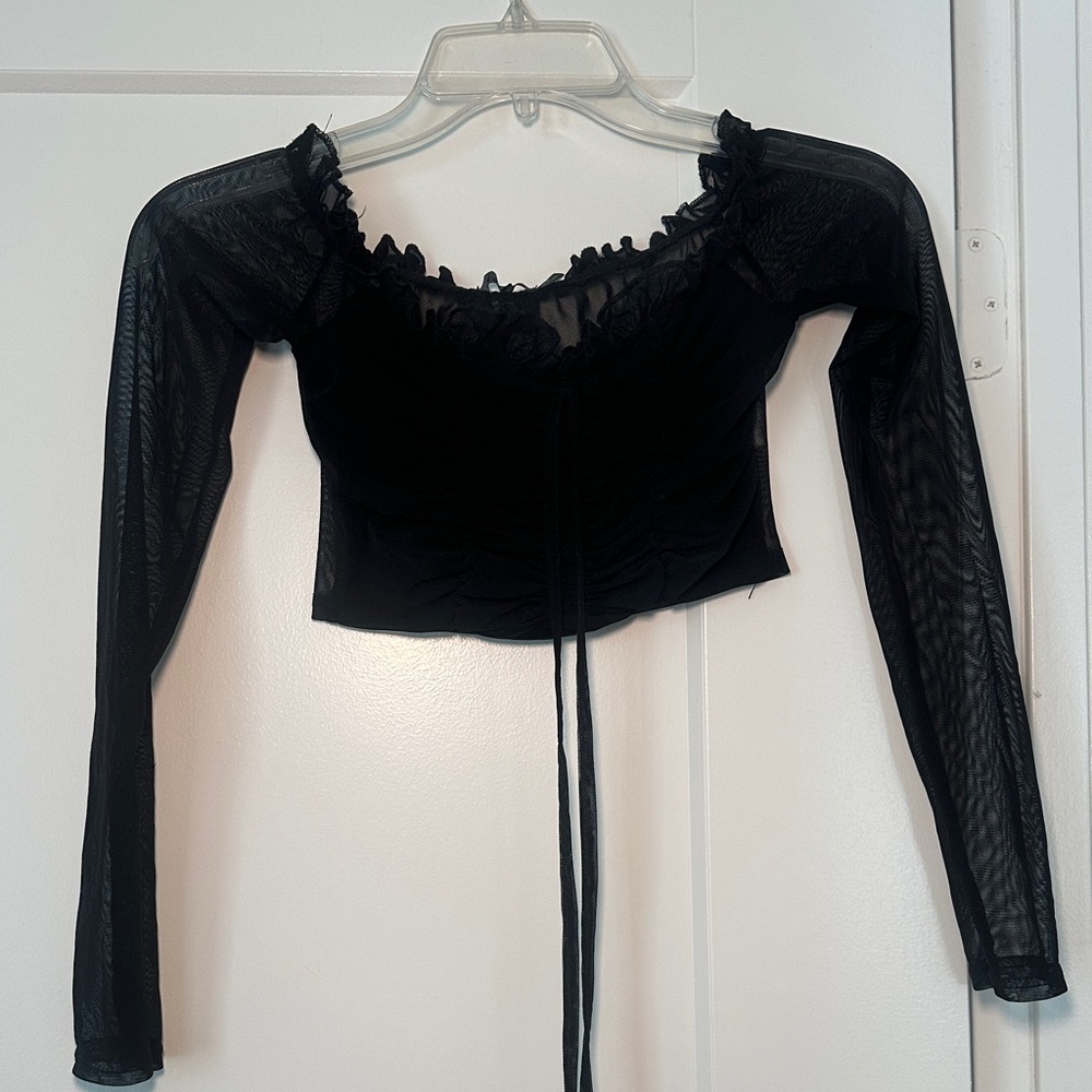Nasty Gal Black Mesh Crop Top